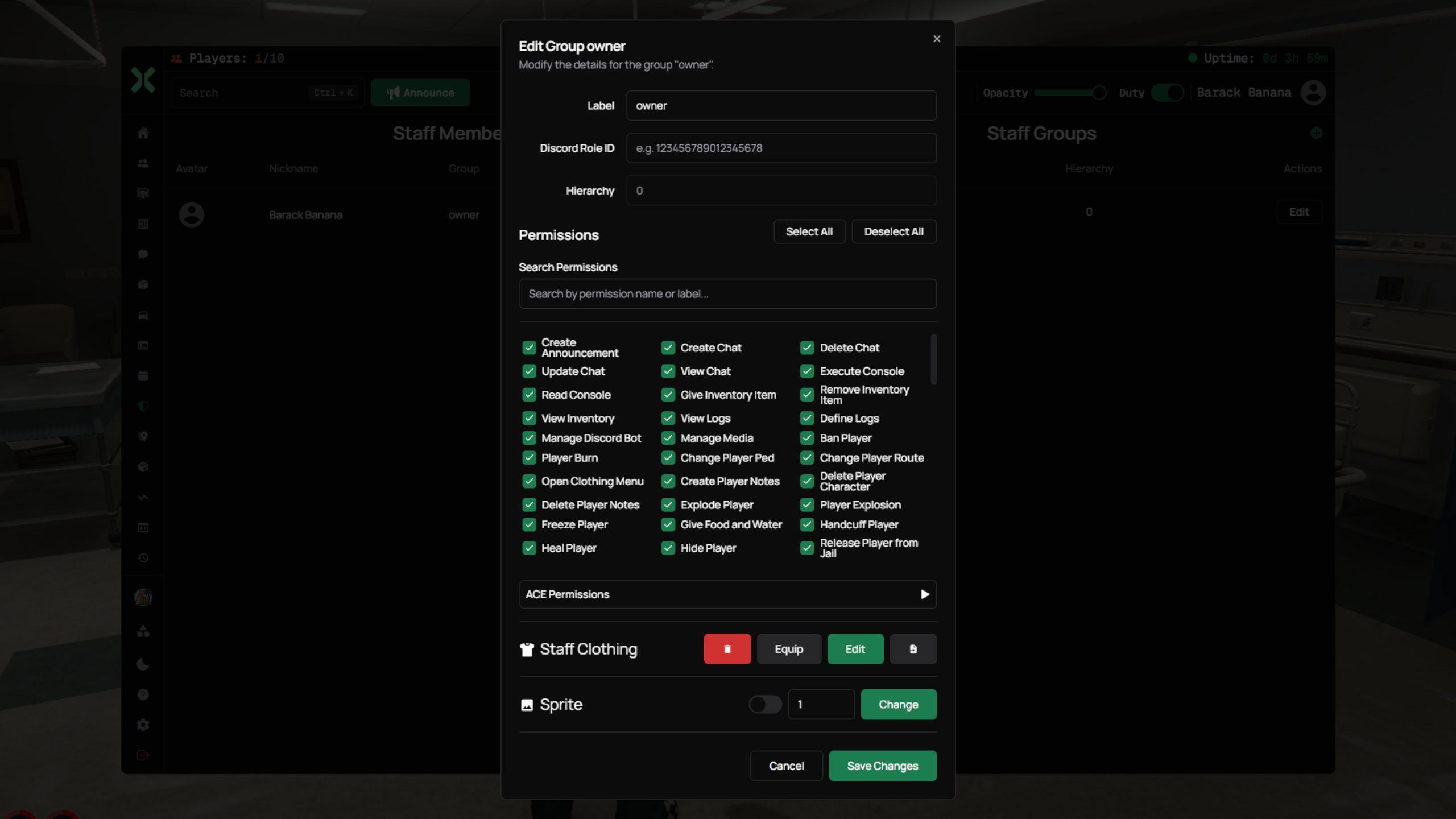 Placeholder screenshot for staff roles and permissions management